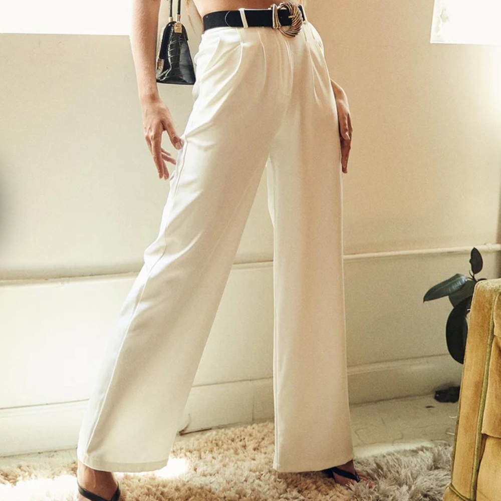 Princess Polly High Waisted Flared White Pants
